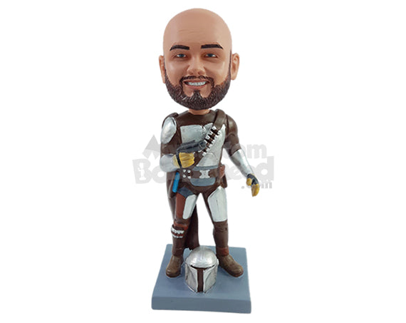 Custom Bobblehead Bounty hunter wearing spacial outfit and cape ready to blast people's heads - Super Heroes & Movies Movie Characters Personalized Bobblehead & Action Figure Custom Bobblehead Bounty hunter wearing spacial outfit and cape ready to blast people's heads - Super Heroes & Movies Movie Characters Personalized Bobblehead & Action Figure